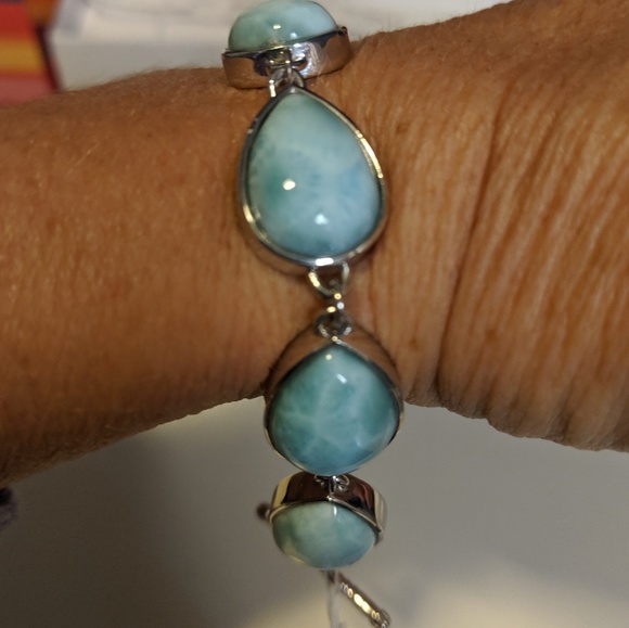 Gem Insider Jewelry - Larimar & Sterling silver bracelet Gem Insider Jewelry - Larimar & Sterling silver bracelet
